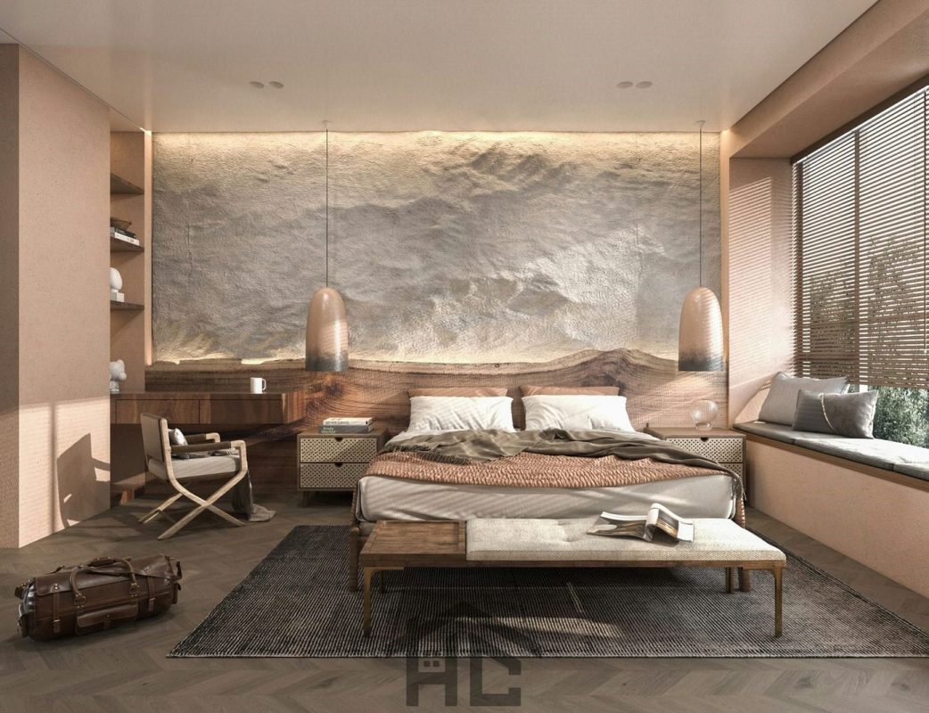 Thiết Kế Nội Thất Chung Cư 70m2 đẹp 2 Phòng Ngủ Trọn Gói 3 mau phong ngu dep phong cach Wabisabi 1
