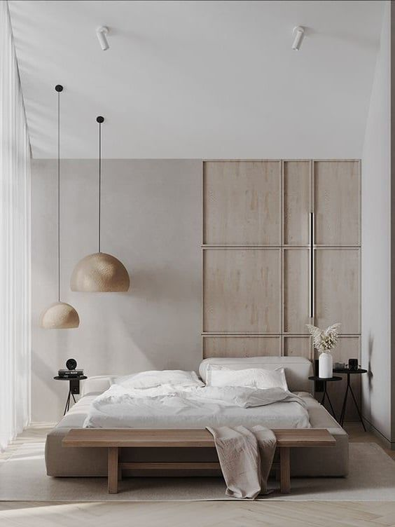 LỢI ÍCH CỦA TỐI GIẢN THIẾT KẾ NỘI THẤT TRONG CUỘC SỐNG 3 Hình ảnh phòng ngủ tối giản với ít đồ đạc