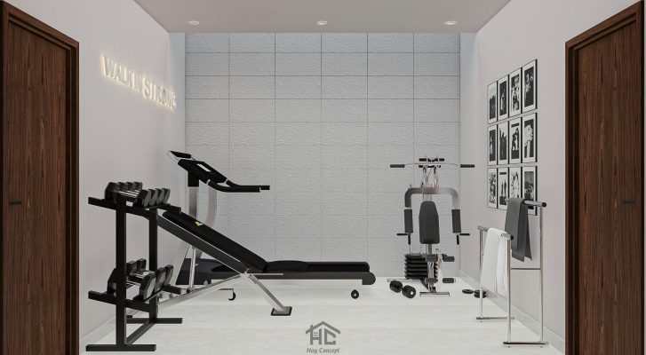 Anh 3D thiet ke thi cong noi that nha pho MrHuy phong tap gym