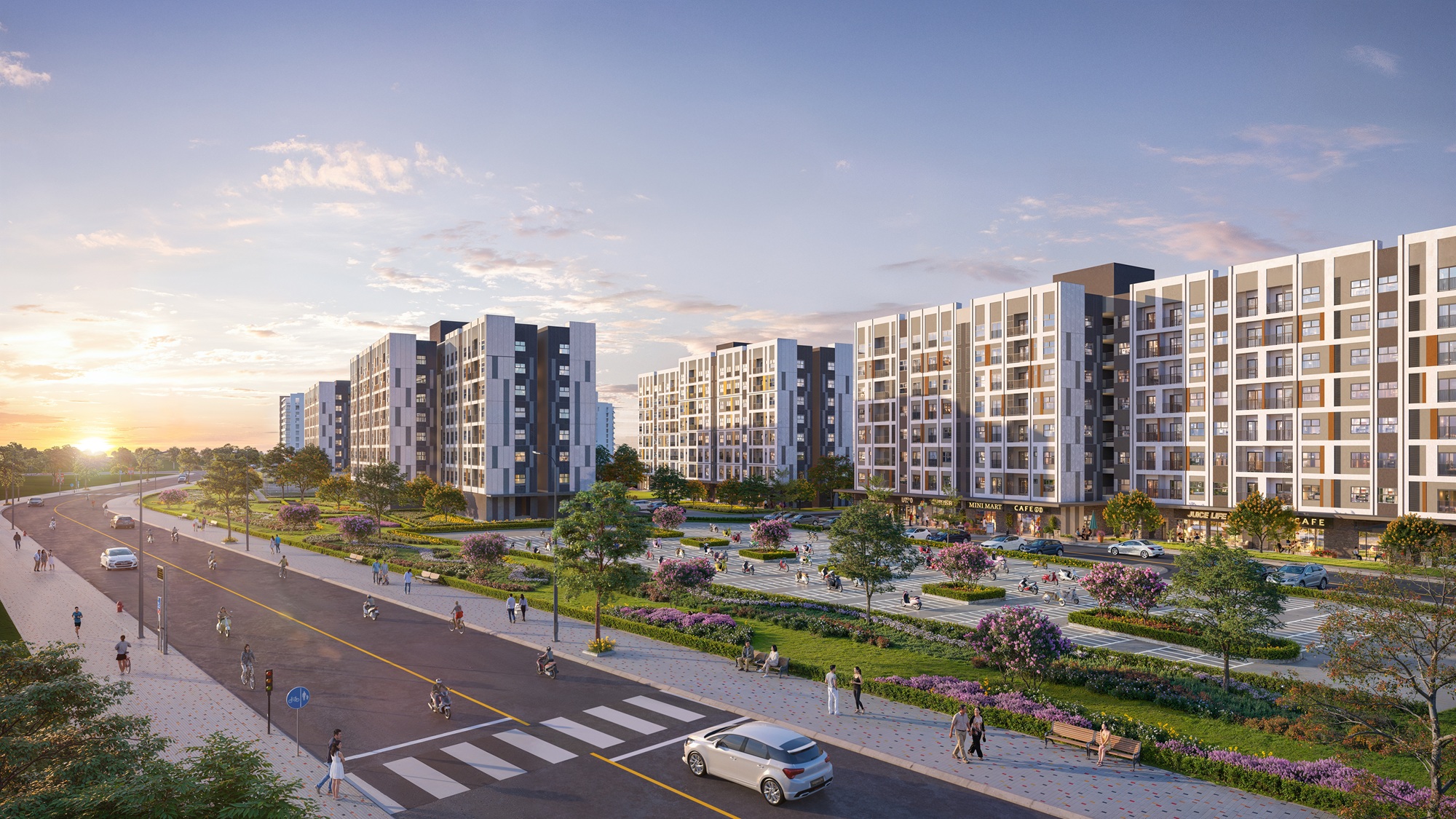 Phối cảnh tổng thể Green Nestera Đức Hòa Long An