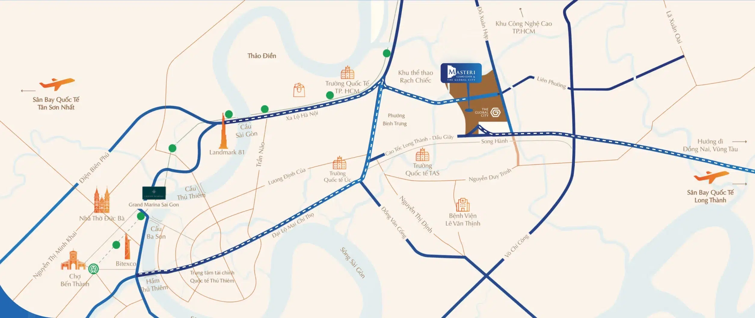 Masteri Cosmo Central – The Global City: Giá bán, vị trí, pháp lý & đánh giá chi tiết 2026 1 Vị trí Masteri Cosmo Central The Global City